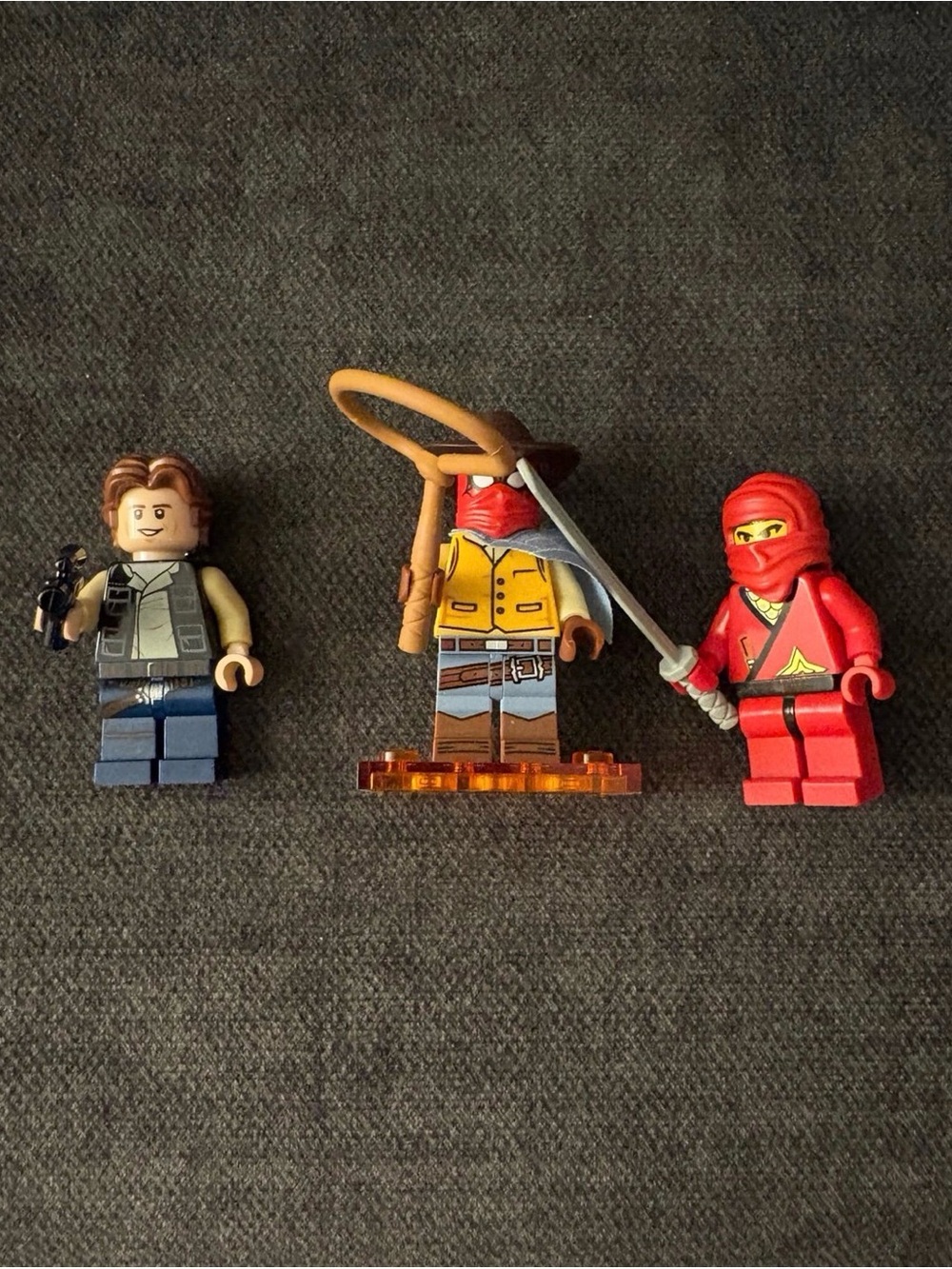 LEGO Kids Minifigure Bundle - Red Ninja, Han Solo & Western Adventurer